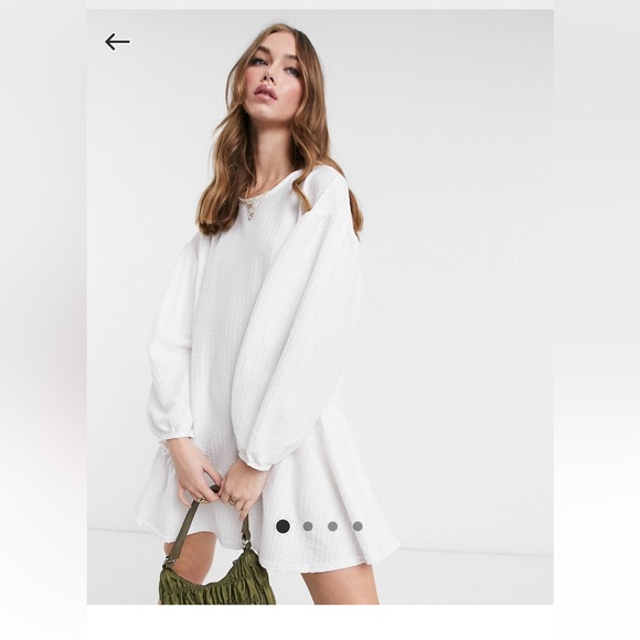 ASOS DESIGN oversized seam front detail mini dress in ivory size 8 - Picture 1 of 9